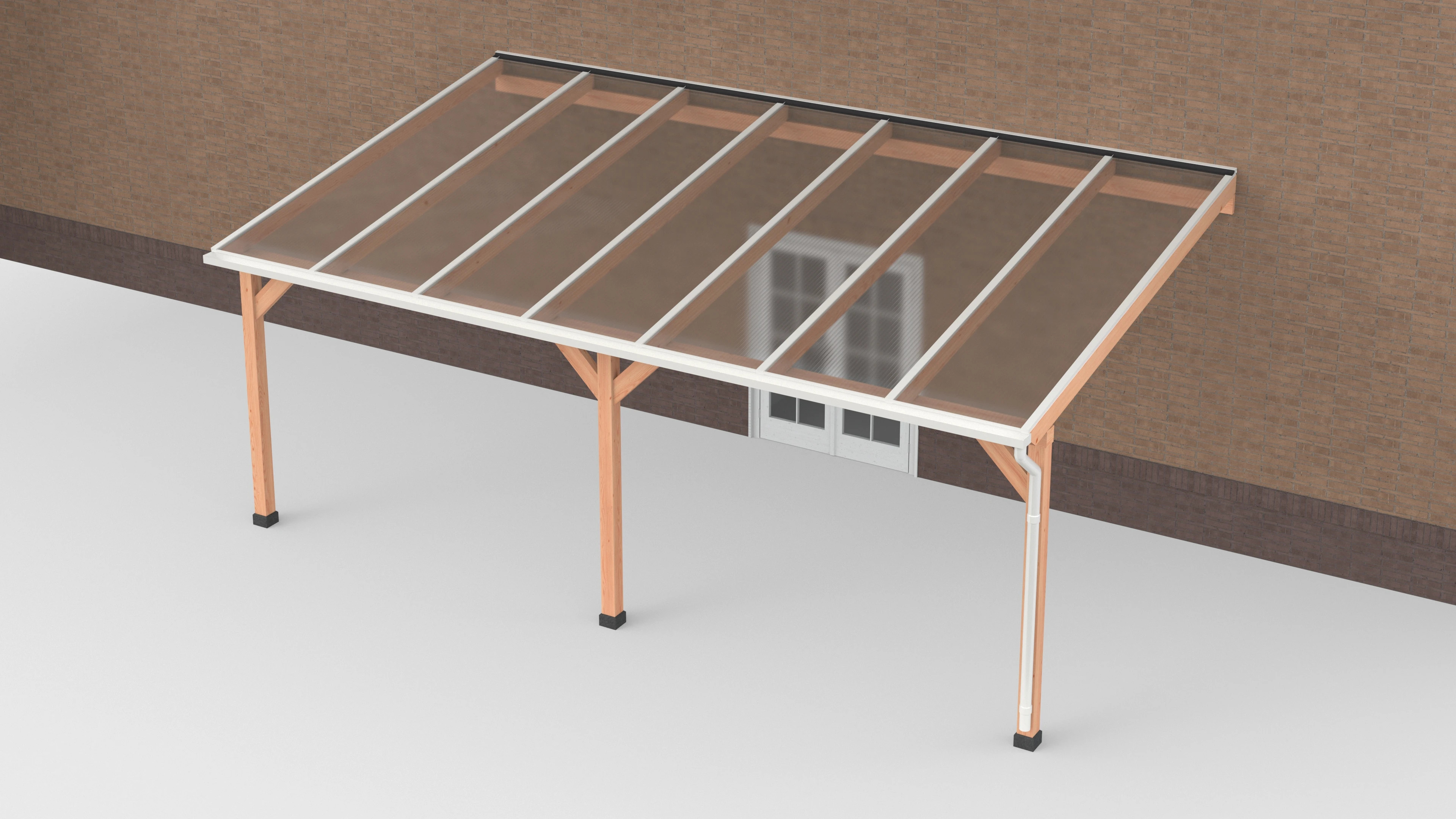 Douglas Terrasoverkapping Wit Polycarbonaat Helder Geschaafd - 700 x 400 cm - Afbeelding 1